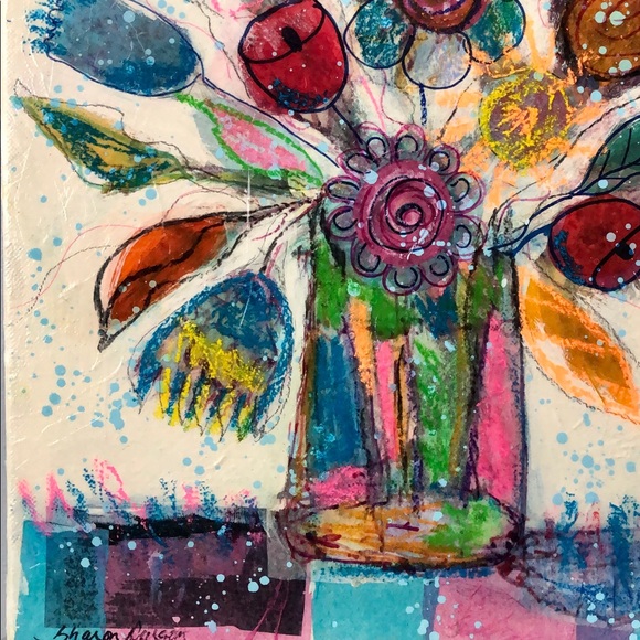 Original Mixed media floral art - Picture 4 of 6